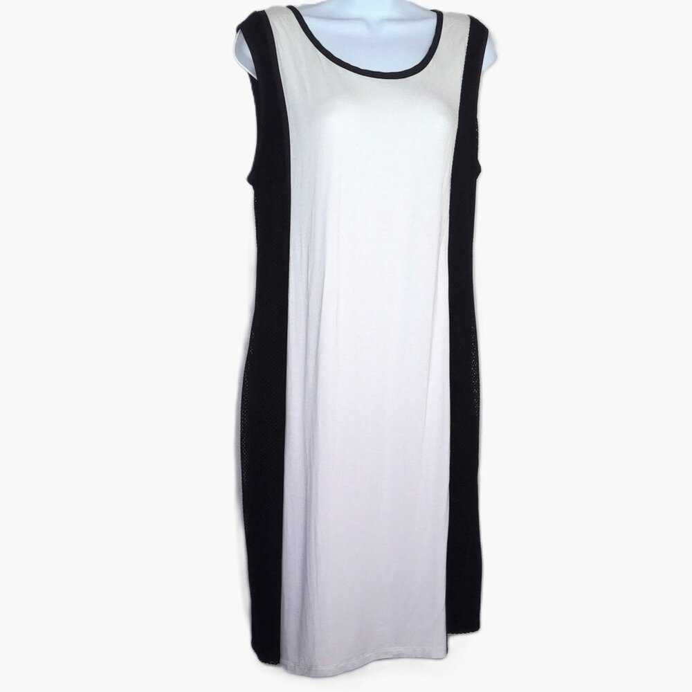 NEW Calvin Klein White Sheath Dress W/ Black Fishnet Stretch NWT Plus Sz 0X